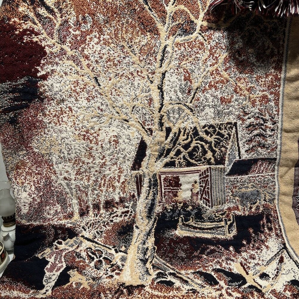 Goodwin Weavers‎ 14900 Cotton Throw Blanket winterland tree horses house carrige
